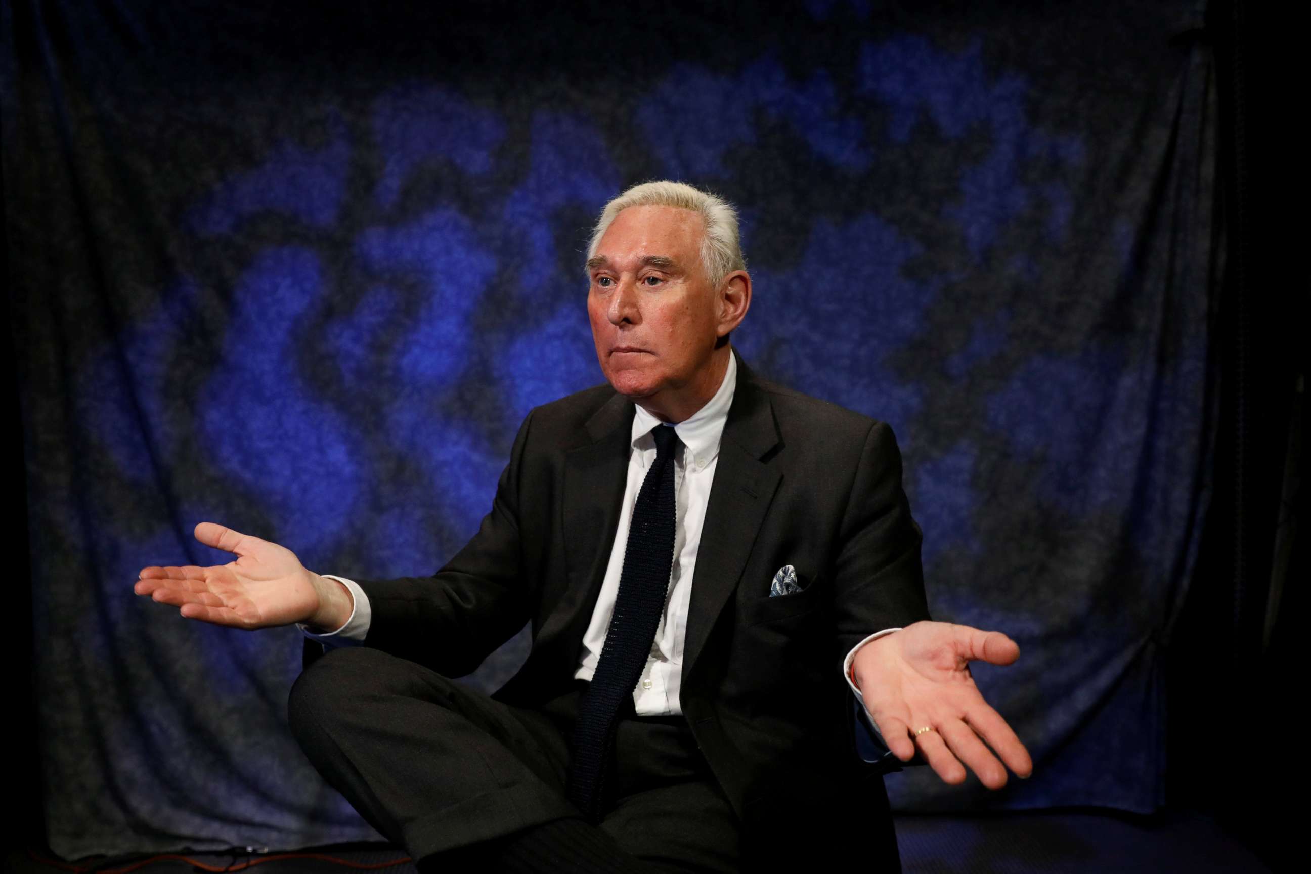 PHOTO: Political adviser Roger Stone gestures during an interview in New York City, Feb. 28, 2017.