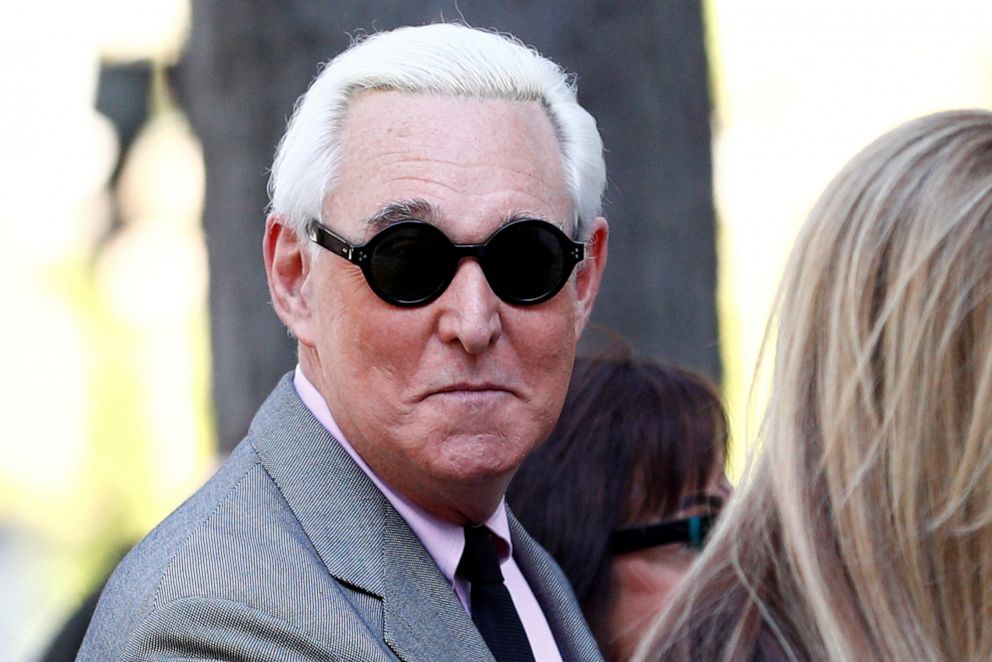 PHOTO: Roger Stone, former campaign adviser to President Donald Trump, arrives for the start of his criminal trial on charges of lying to Congress, obstructing justice and witness tampering at U.S. District Court in Washington, Nov. 5, 2019.