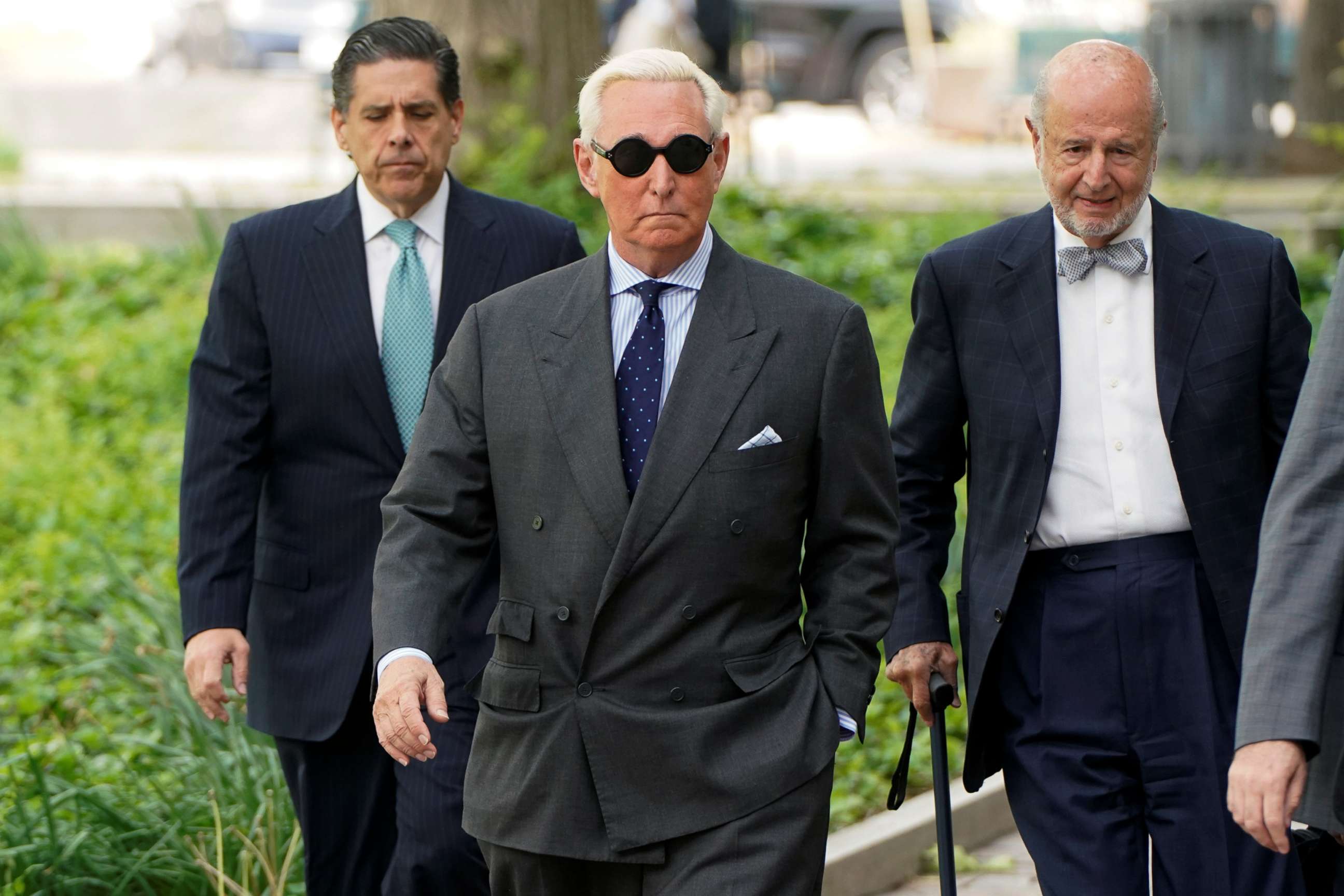 PHOTO: Roger Stone, longtime political ally of President Donald Trump, arrives for a status hearing in the criminal case against him brought by Special Counsel Robert Mueller at U.S. District Court in Washington, D.C., April 30, 2019.