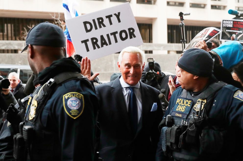 PHOTO: Former campaign adviser for President Donald Trump, Roger Stone arrives at Federal Court, Jan. 29, 2019, in Washington, D.C.
