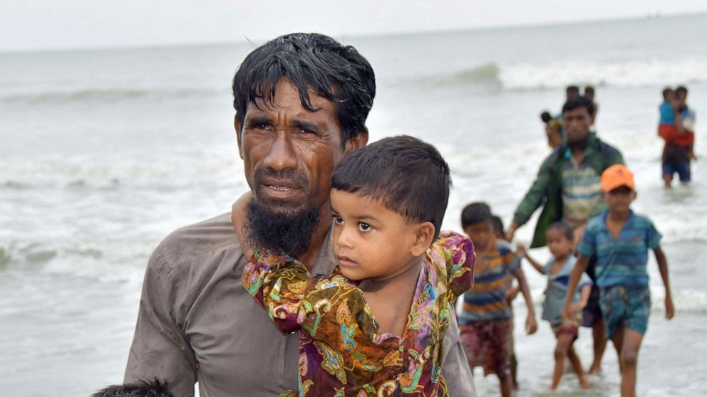 PHOTO: In this Sept. 8, 2017, file photo, Rohingya refugees arriving by boat near Cox's Bazar, Bangladesh, after fleeing Myanmar's strife-torn Rakhine State.