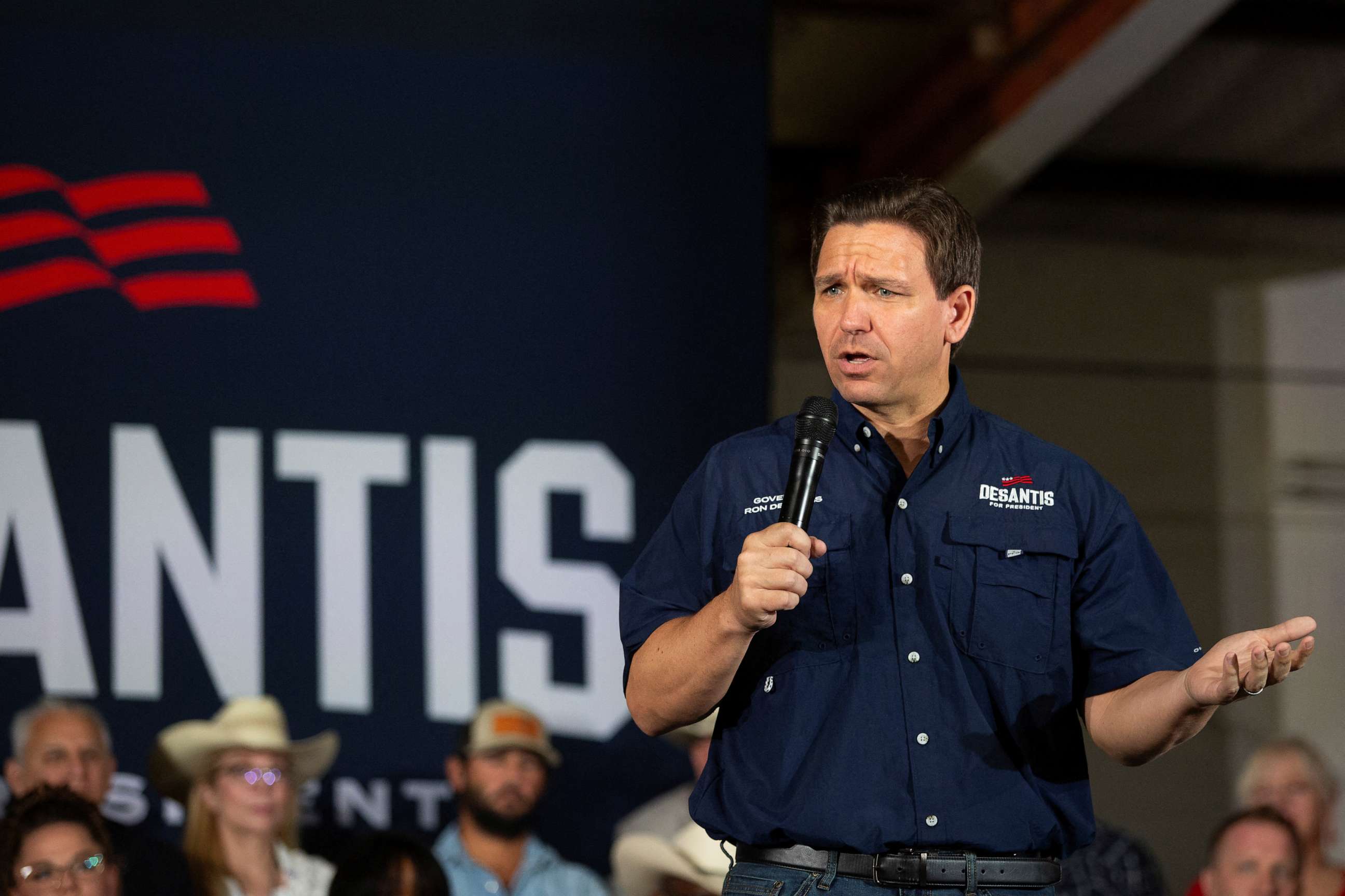 PHOTO: Republican U.S. presidential candidate Florida Gov. Ron DeSantis visits the border community of Eagle Pass, Texas, June 26, 2023.