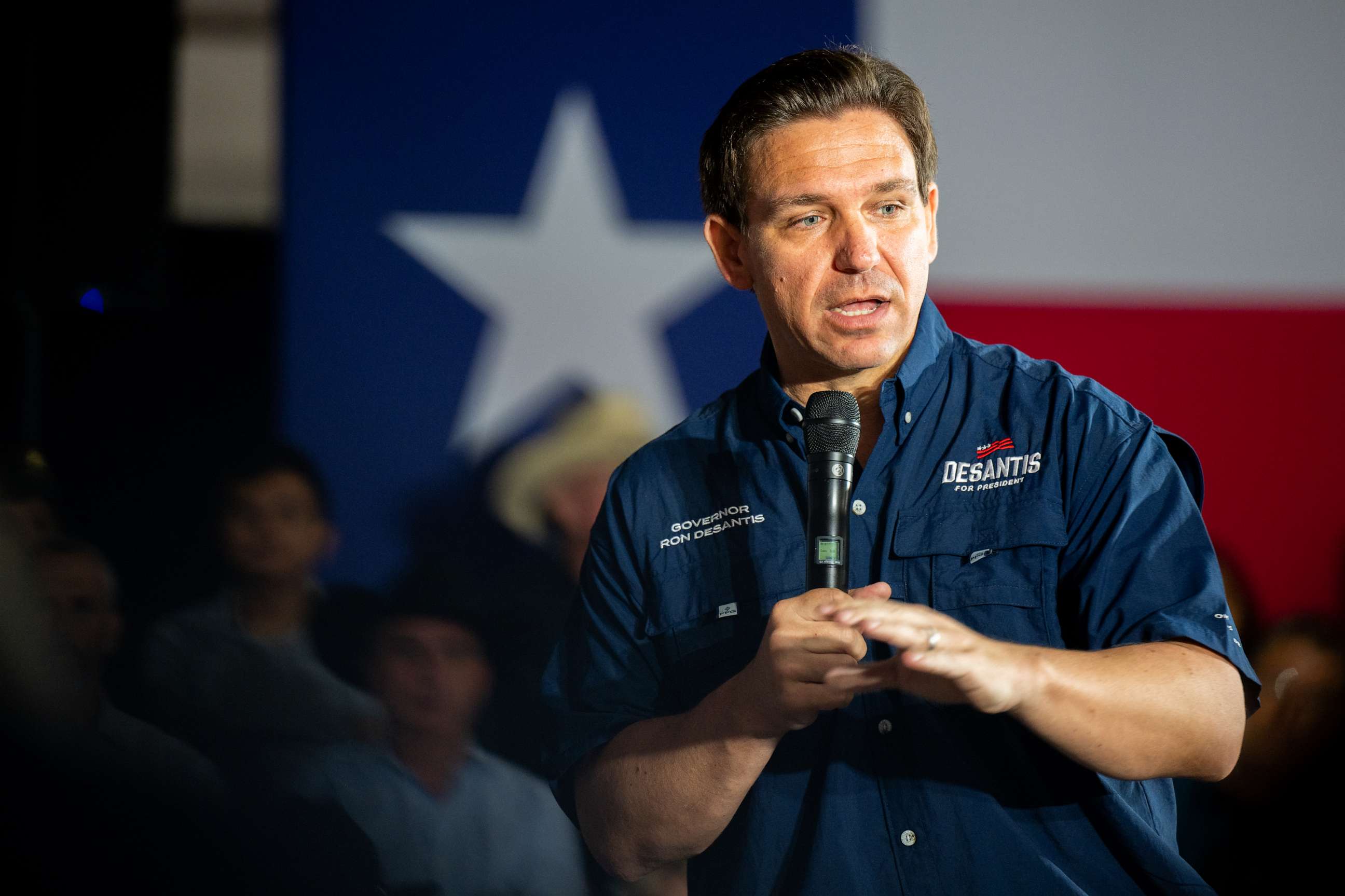 PHOTO: Republican presidential candidate, Florida Gov. Ron DeSantis speaks during a campaign rally on June 26, 2023 in Eagle Pass, Texas.