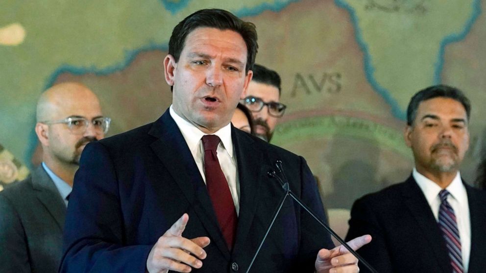 PHOTO: Florida Gov. Ron DeSantis speaks at Miami's Freedom Tower, May 9, 2022.