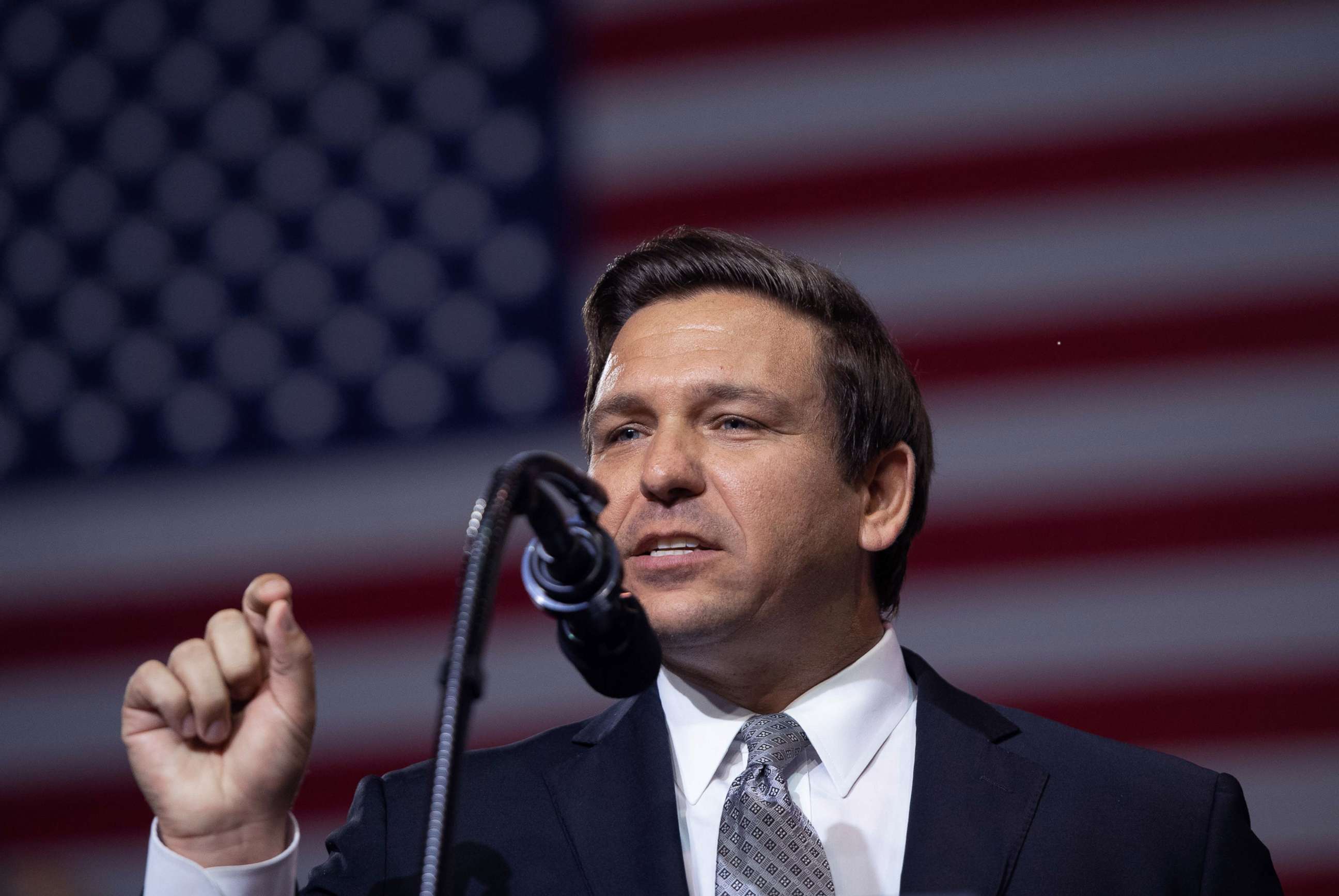 PHOTO: Rep. Ron DeSantis speaks during a rally with President Donald Trump in Tampa, Fla., July 31, 2018.