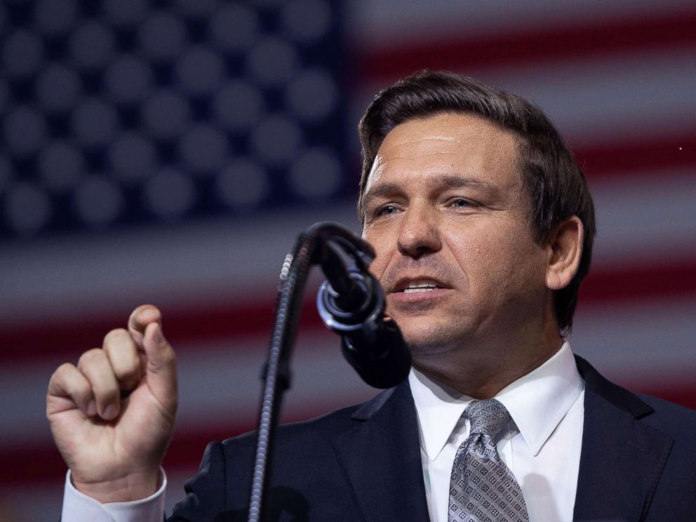 PHOTO: Rep. Ron DeSantis speaks during a rally with President Donald Trump in Tampa, Fla., July 31, 2018.