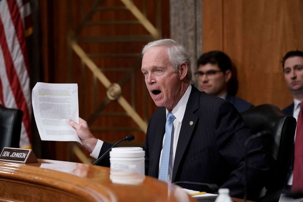 PHOTO: Sen. Ron Johnson speaks as the panel holds a hearing at the Capitol in Washington, July 26, 2022.