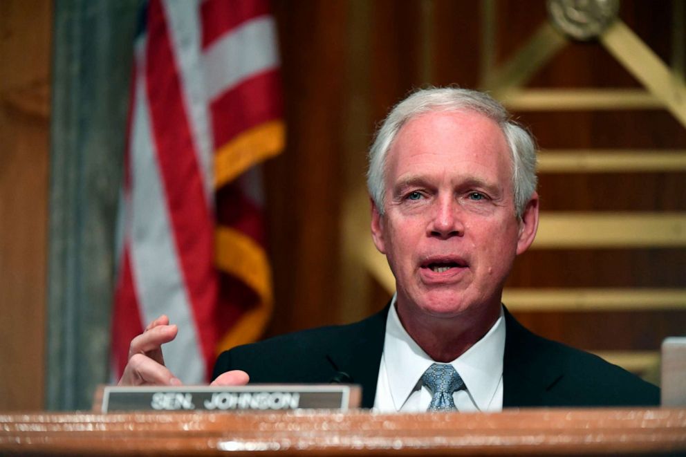 PHOTO: In this Aug. 6, 2020, file photo, Sen. Ron Johnson speaks during a Senate Homeland Security and Governmental Affairs Committee hearing on Capitol Hill in Washington.