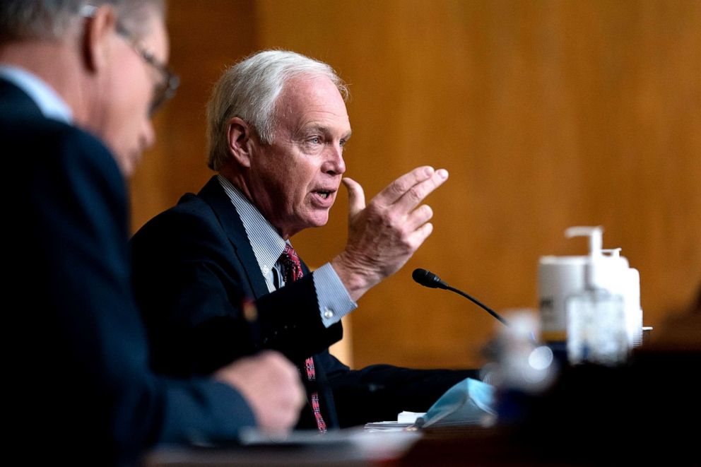 PHOTO: Sen. Ron Johnson speaks during a U.S. Senate Budget Committee hearing on Capitol Hill, Feb. 25, 2021. 