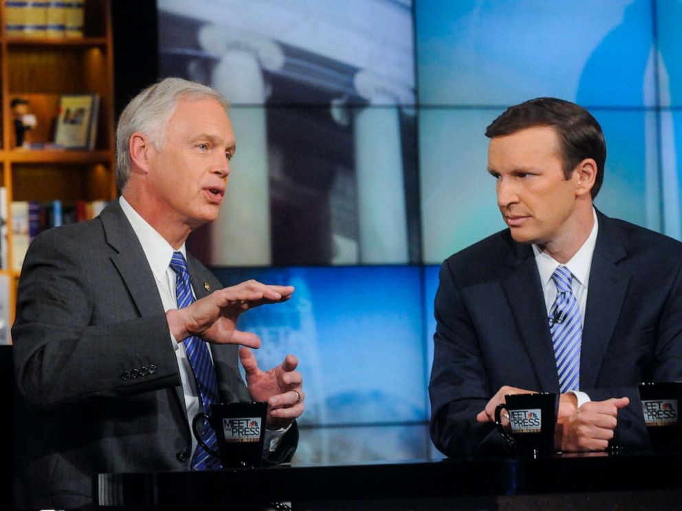 PHOTO: Sen. Ron Johnson and Sen. Chris Murphy appear on Meet the Press in Washington, Sept. 21, 2014.