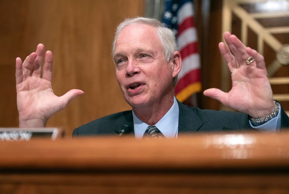 PHOTO: Sen. Ron Johnson makes an opening statement prior to hearing on Capitol Hill in Washington, D.C., on Aug. 21, 2018.
