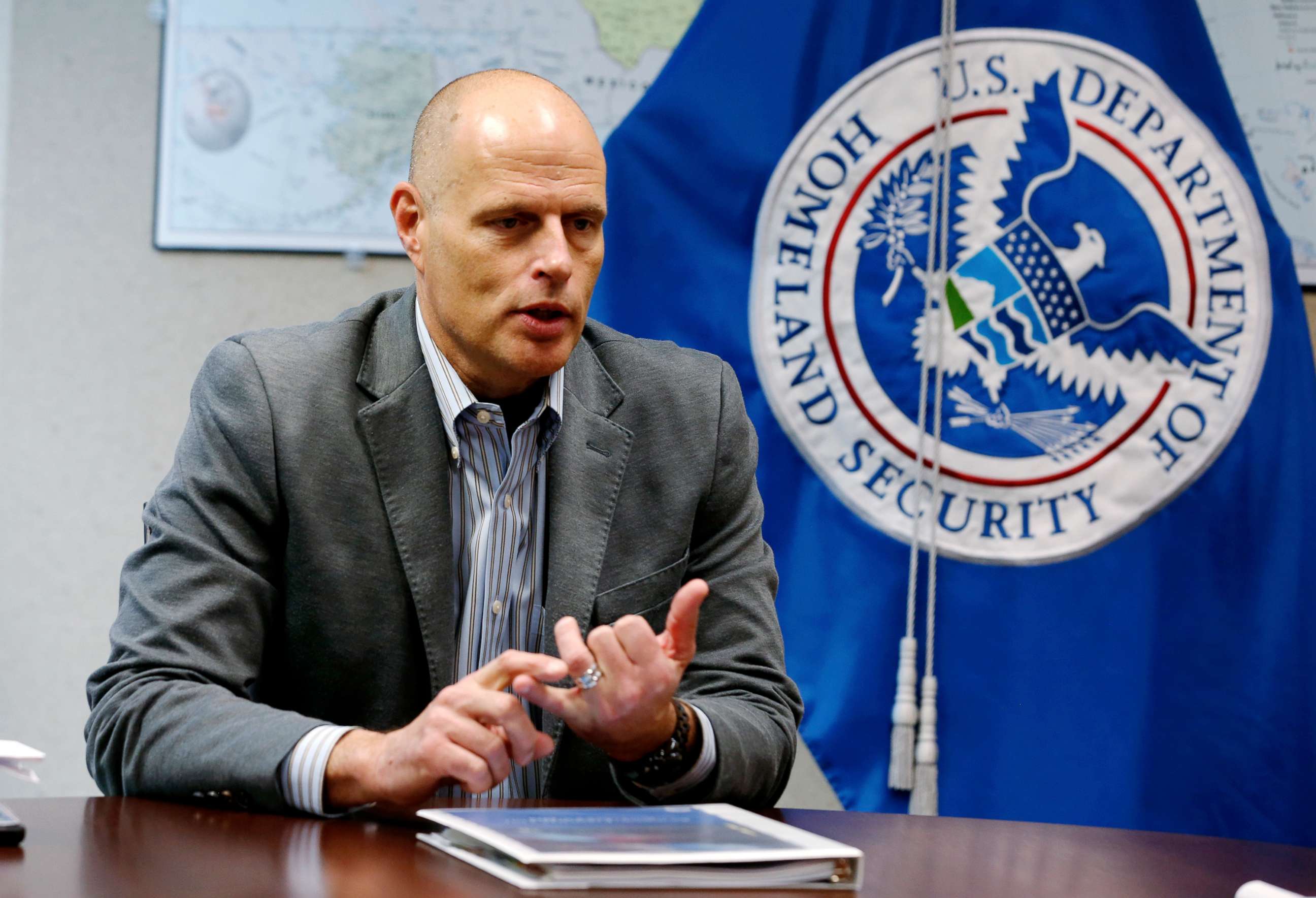 PHOTO: In this Nov. 9, 2018, photo, acting ICE director Ron Vitiello gestures during an interview in Richmond, Va.