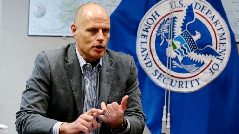 In this Nov. 9, 2018, photo, acting ICE director Ron Vitiello gestures during an interview in Richmond, Va.