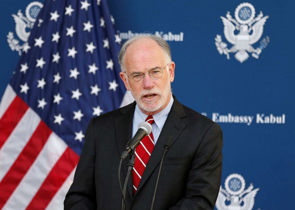 PHOTO: In this July 30, 2021, file photo, Ambassador Ross Wilson, U.S. Charge D'Affaires, speaks during a press conference at the U.S. Embassy in Kabul, Afghanistan.