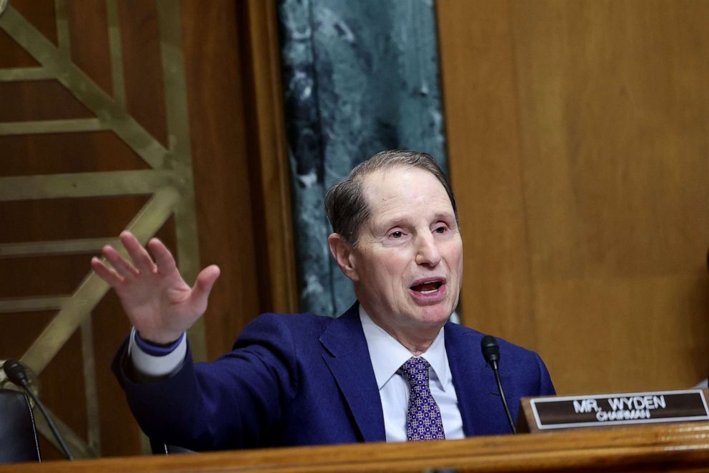 PHOTO: U.S. Sen. Ron Wyden (D-OR), Chairman of the Senate Finance Committee, questions Internal Revenue Service (IRS) Commissioner nominee Daniel Werfel during his nomination hearing, Feb. 15, 2023, in Washington.