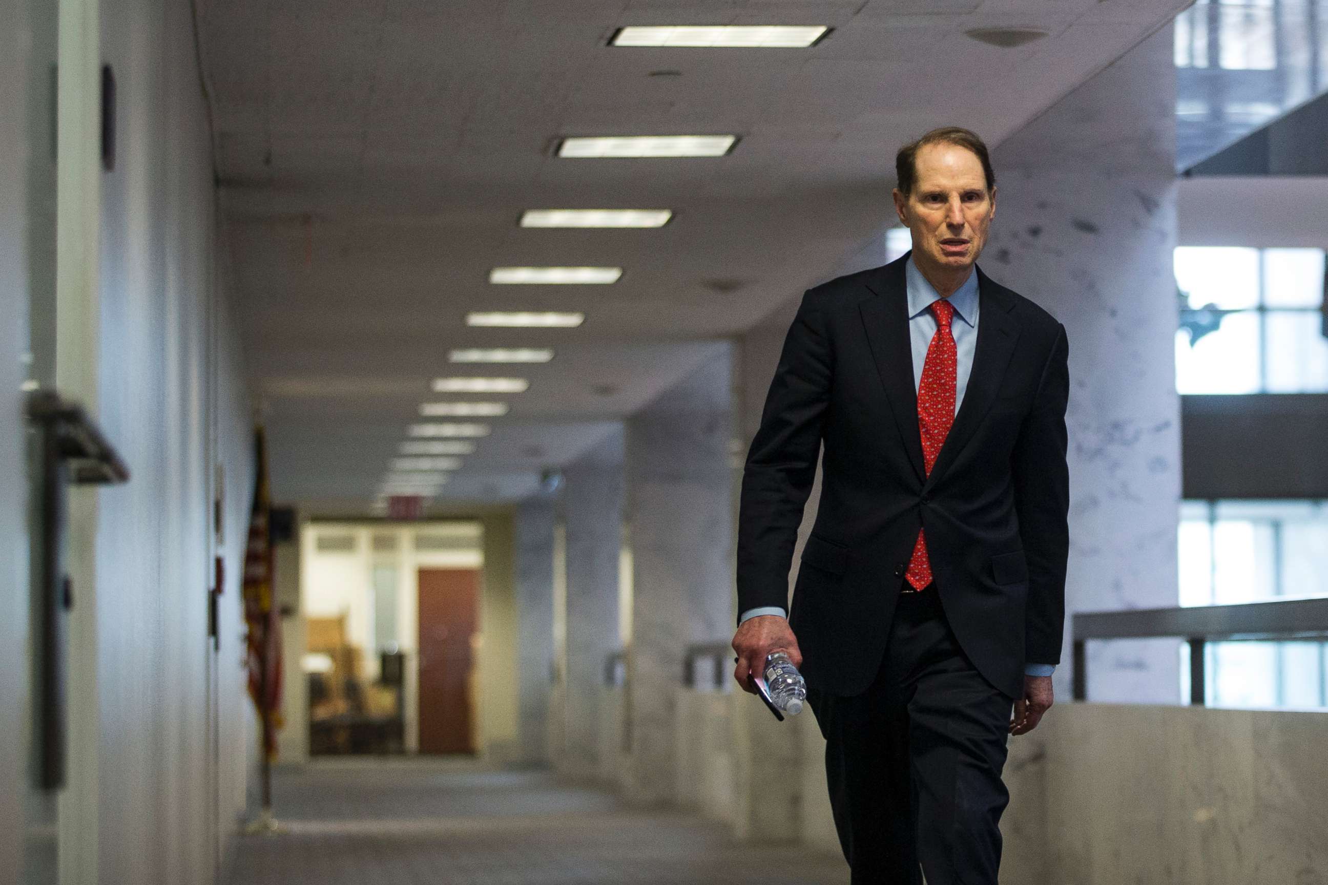 PHOTO: Sen. Ron Wyden walks to a closed briefing on intelligence matters on Capitol Hill on Dec, 4, 2018 in Washington.