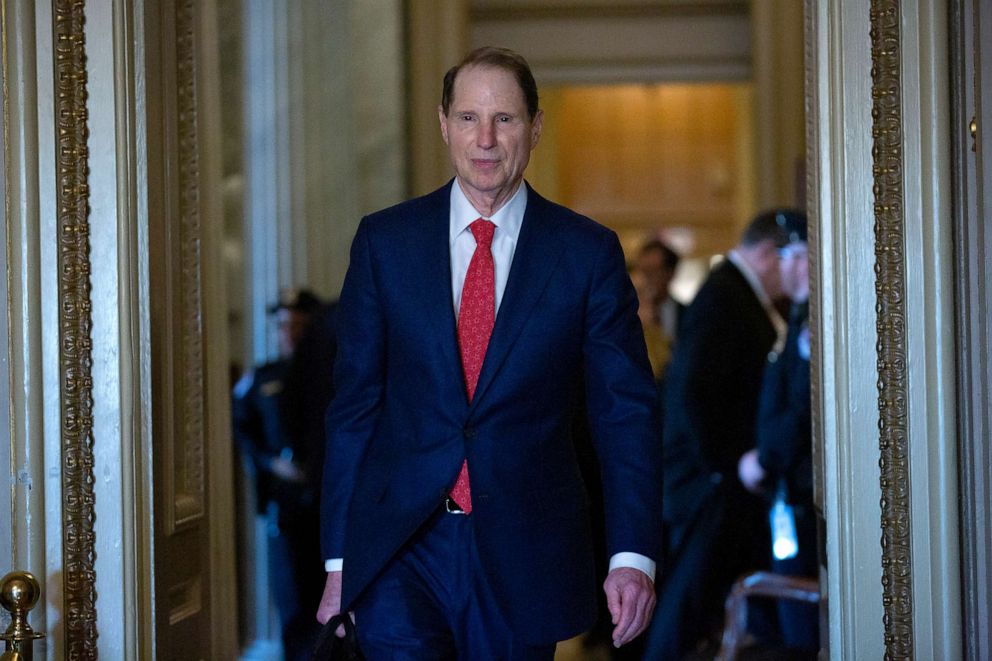 PHOTO: Senator Ron Wyden walks through the Reception Room at the United States Capitol in Washington DC., Feb. 3, 2020.