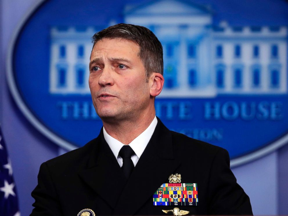 PHOTO: White House physician, Dr. Ronny Jackson, speaks to reporters during the daily press briefing at the White House, Jan. 16, 2018.
