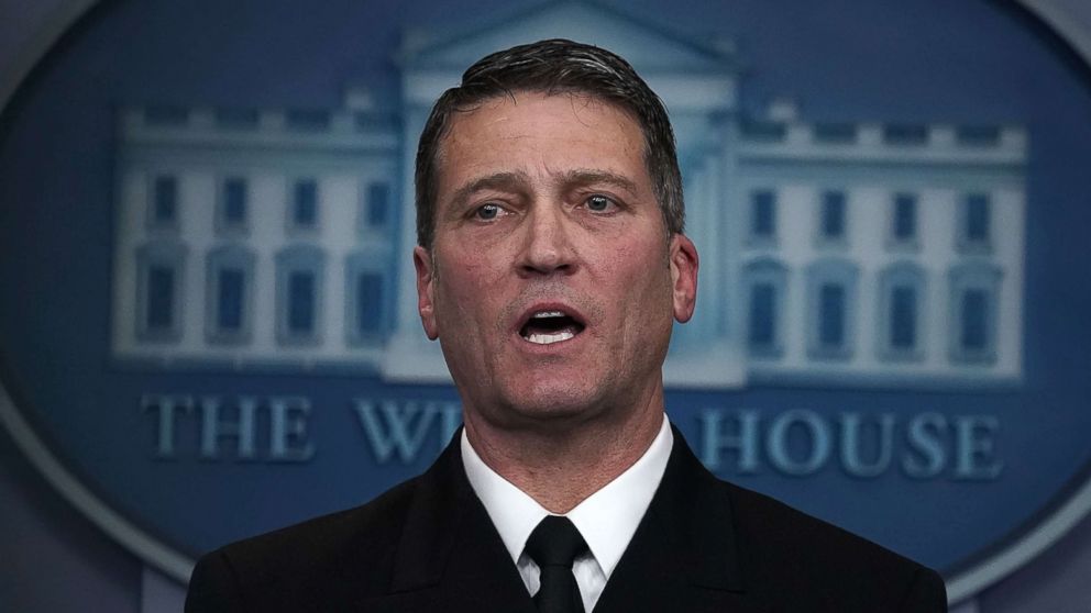 Physician to U.S. President Donald Trump Dr. Ronny Jackson speaks during the daily White House press briefing at the James Brady Press Briefing Room of the White House Jan. 16, 2018 in Washington.