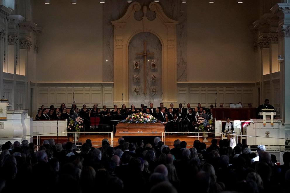 PHOTO: Pastor Tony Lowden speaks during a tribute service for former US First Lady Rosalynn Carter, at Glenn Memorial Church in Atlanta, on Nov. 28, 2023. 