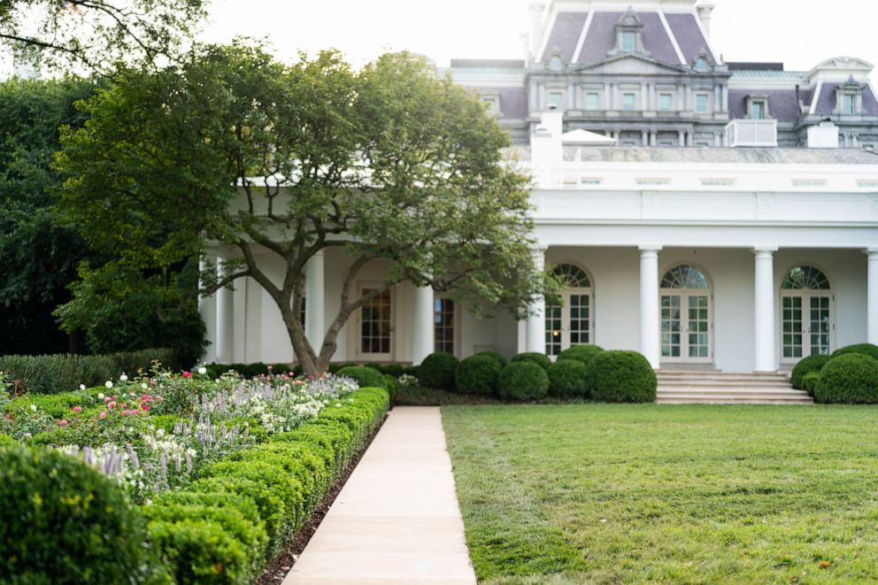 First lady Melania Trump unveils White House Rose Garden ...