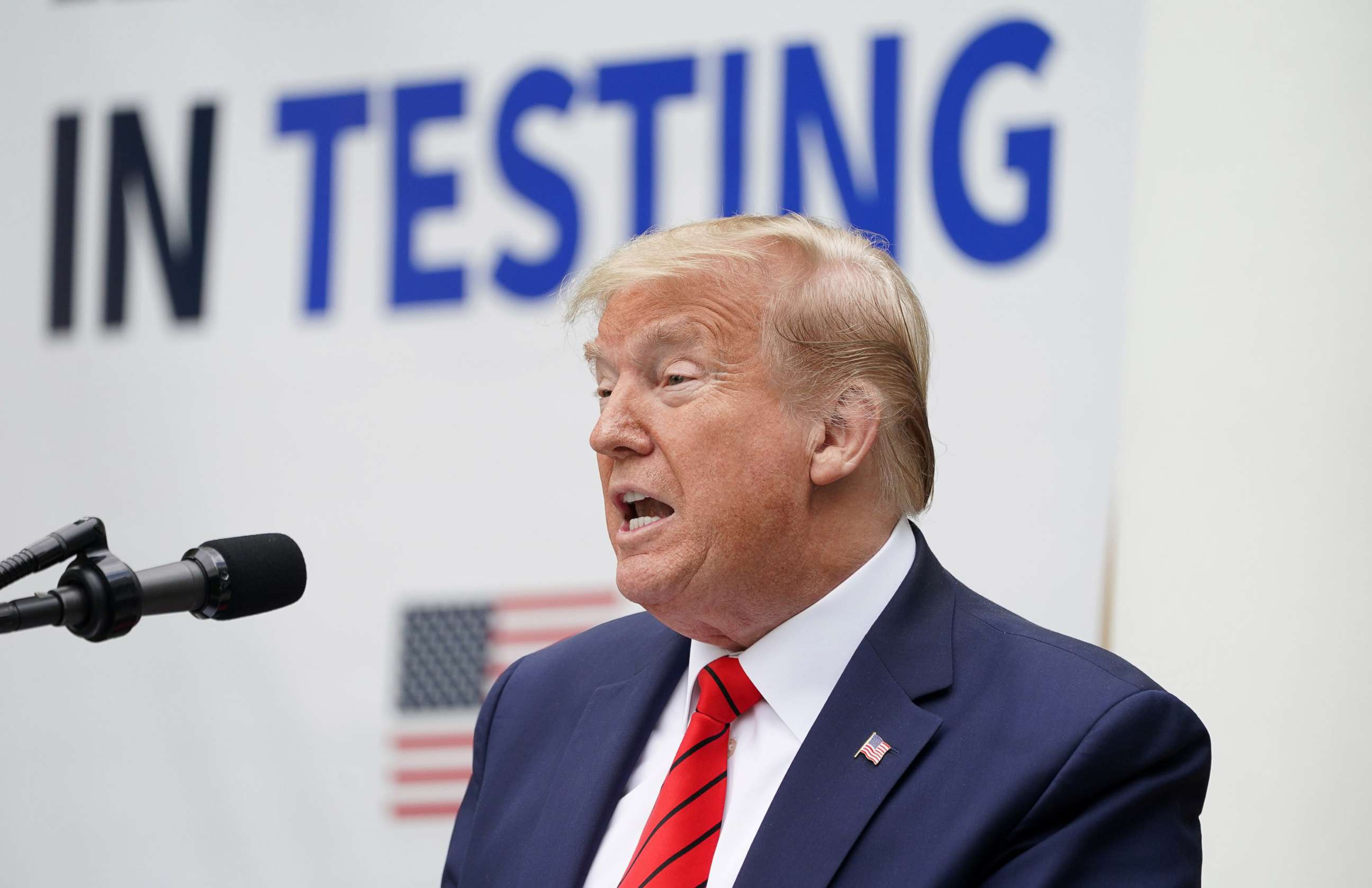 PHOTO: President Donald Trump speaks during a coronavirus disease (COVID-19) outbreak response briefing in the Rose Garden at the White House, May 11, 2020. 