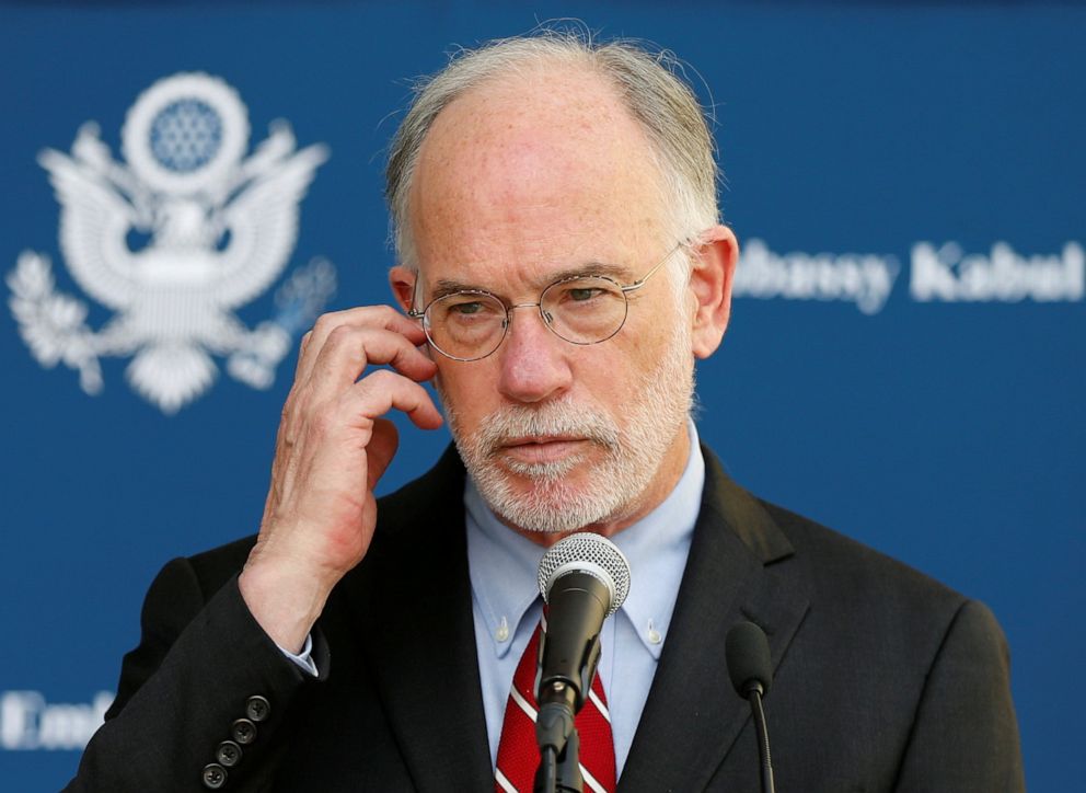 PHOTO: Ambassador Ross Wilson, U.S. Charge D'Affaires, speaks during a press conference at the U.S. Embassy in Kabul, Afghanistan, July 30, 2021.