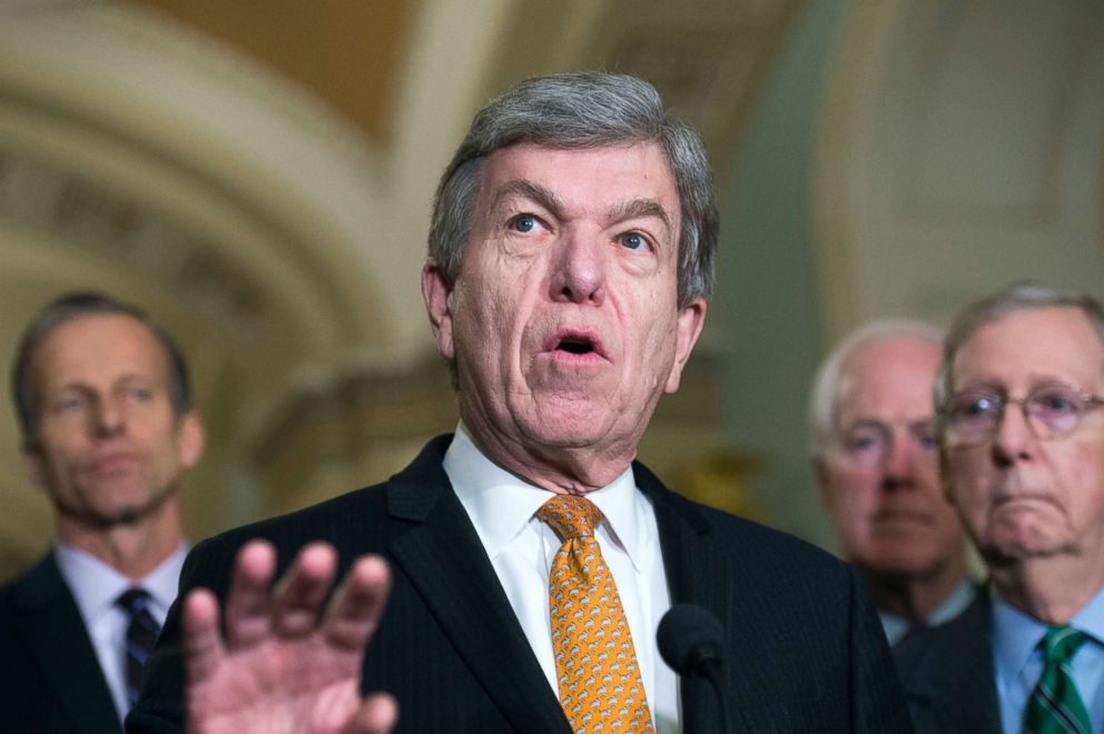 PHOTO: Sen. Roy Blunt conducts a news conference after the Republican Senate Policy luncheon in the Capitol, Jan. 9, 2018.