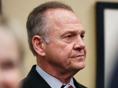 PHOTO: Former Alabama Chief Justice and U.S. Senate candidate Roy Moore waits to speak the Vestavia Hills Public library, Nov. 11, 2017, in Birmingham, Ala.