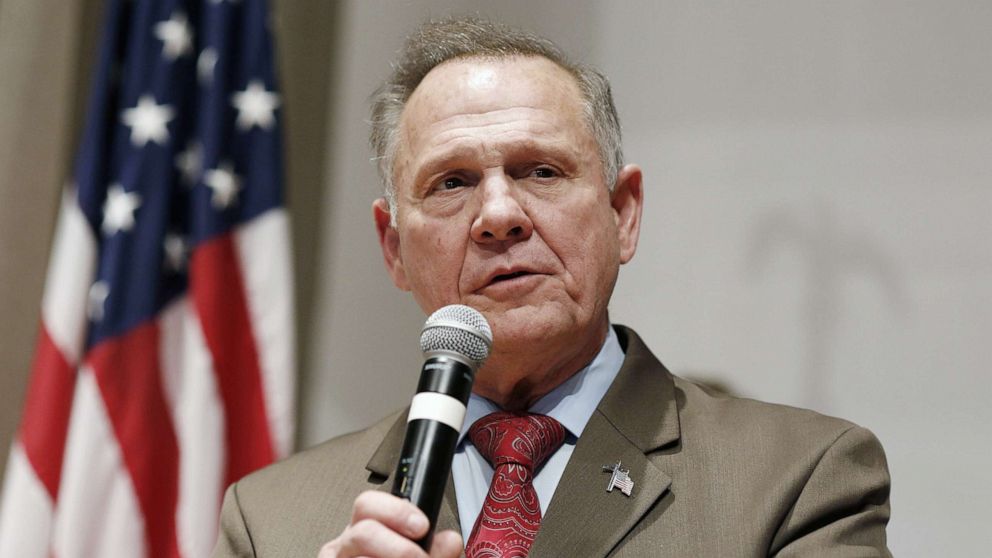 Roy Moore, a Republican from Alabama, speaks during an election night party in Montgomery, Ala., Dec. 12, 2017.