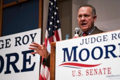 PHOTO: Republican Senate candidate Roy Moore speaks after losing, during an election-night watch party at the RSA activity center in Montgomery, Ala. on Dec. 12, 2017.