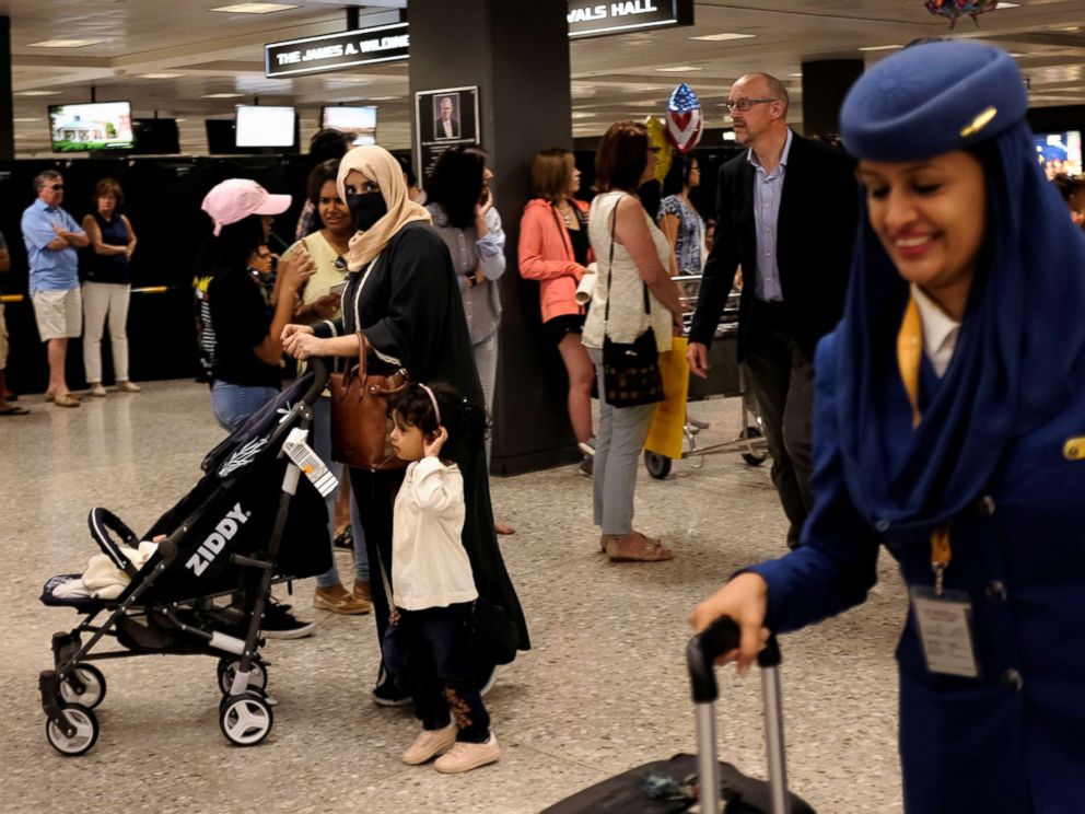 PHOTO: Passengers and crew arrive from Riyadh, Saudi Arabia, at Washington Dulles International Airport, in Dulles, Va., June 26, 2017.