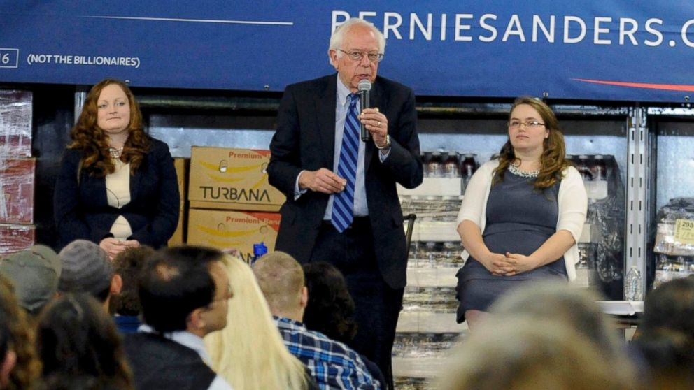 PHOTO: Presidential candidate Bernie Sanders addresses a town hall campaign event at the Five Loaves and Two Fishes Food Bank in Welch, West Virginia, May 5, 2016.