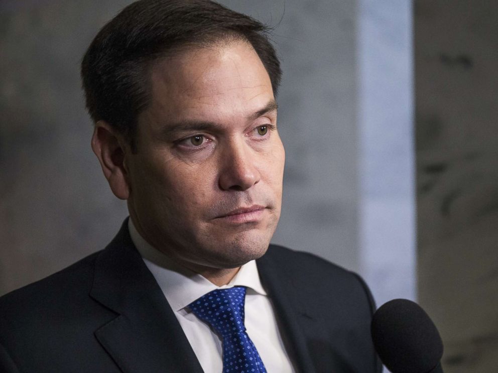 PHOTO: Sen. Marco Rubio (R-FL) speaks to reporters following a closed briefing on intelligence matters on Capitol Hill, Dec. 4, 2018.