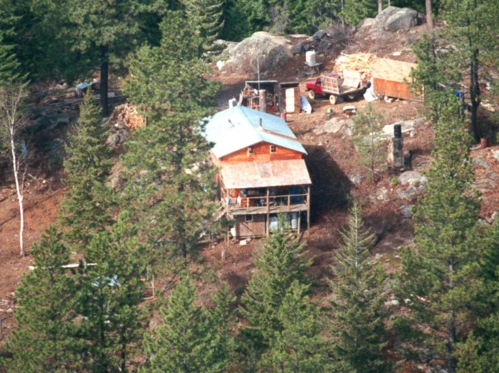 PHOTO: This photo taken March 1992 shows an aerial view of the cabin of Randy Weaver and his family on Ruby Ridge in North Idaho.  