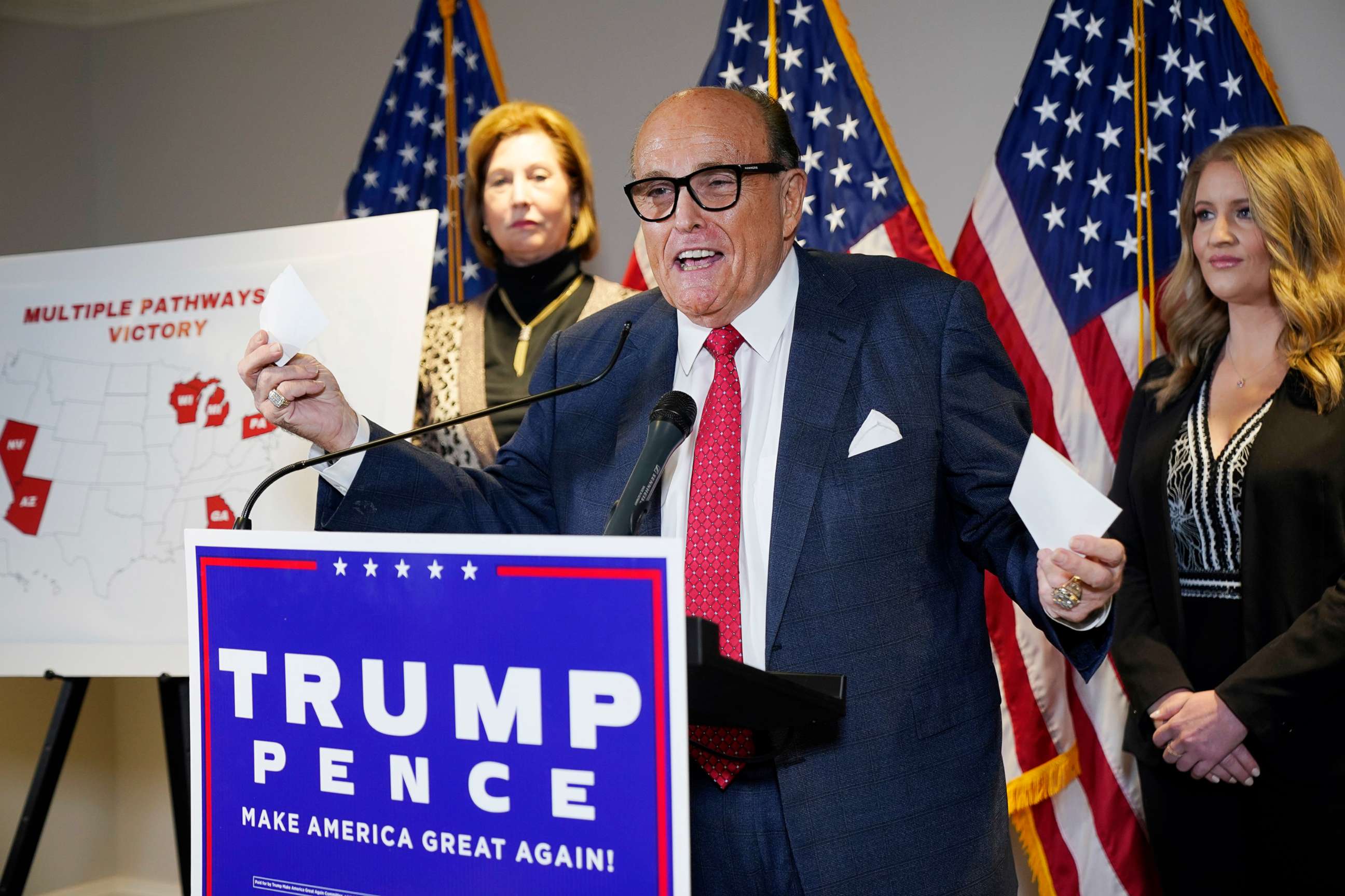 PHOTO: In this Nov. 19, 2020, file photo, former Mayor of New York Rudy Giuliani, a lawyer for President Donald Trump, speaks during a news conference at the Republican National Committee headquarters in Washington, D.C.