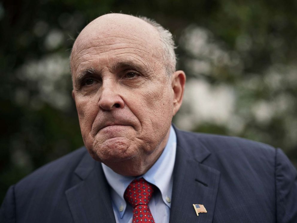 PHOTO: Rudy Giuliani, former mayor of New York City and current US President Donald Trump's attorney, speaks to the media at the White House on May 30, 2018 in Washington.