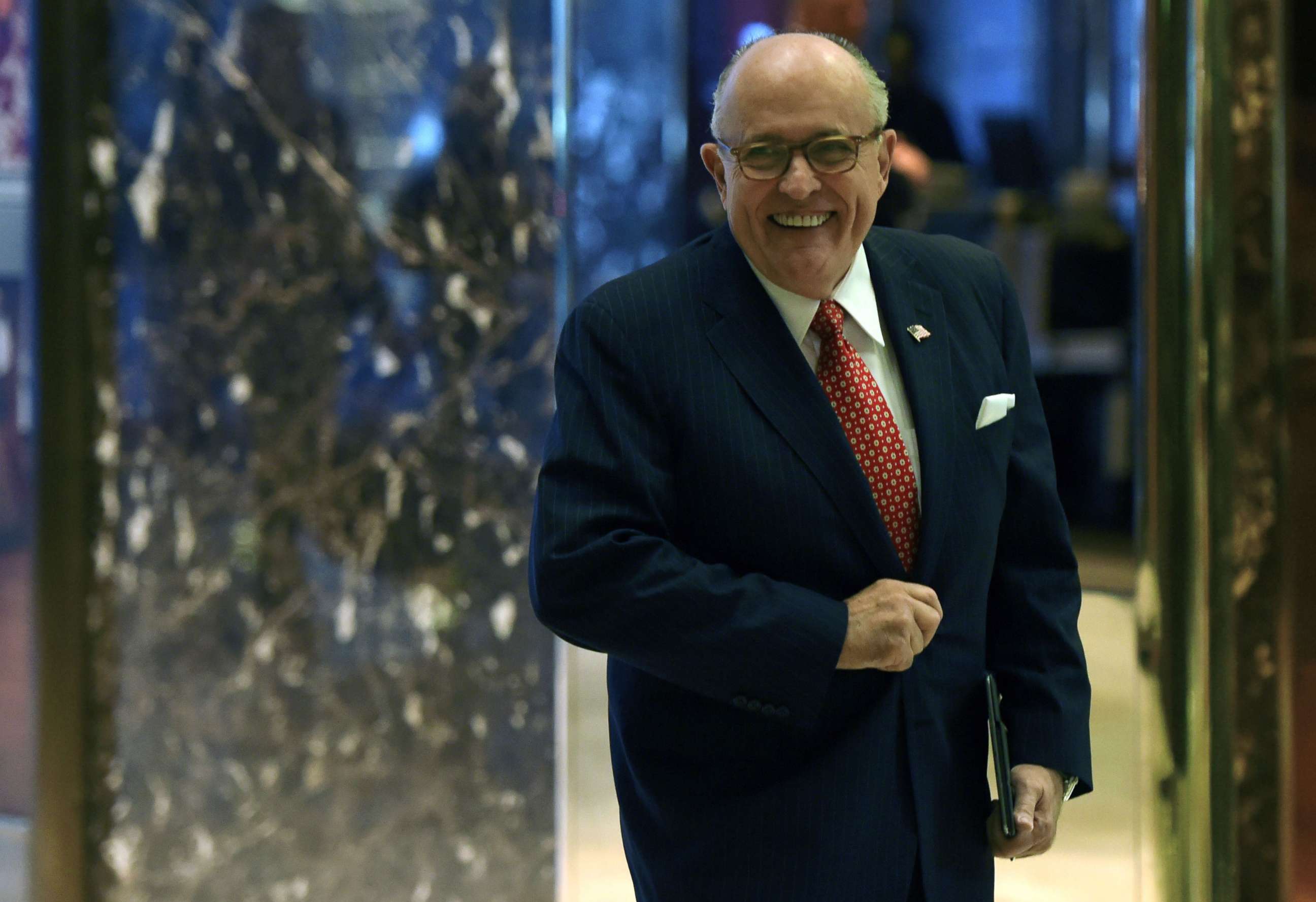 PHOTO: In this file photo taken on Nov. 22, 2016, former New York City Mayor Rudy Giuliani arrives at Trump Tower on another day of meetings for President-elect Donald Trump in New York.