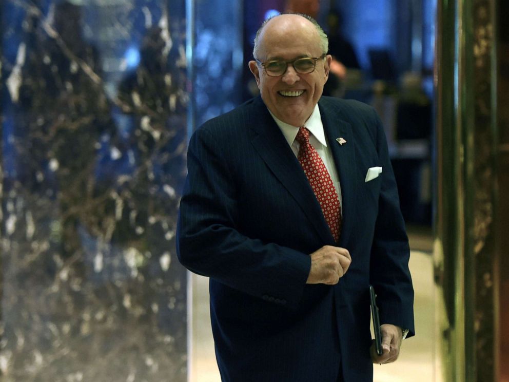 PHOTO: In this file photo taken on Nov. 22, 2016, former New York City Mayor Rudy Giuliani arrives at Trump Tower on another day of meetings for President-elect Donald Trump in New York.