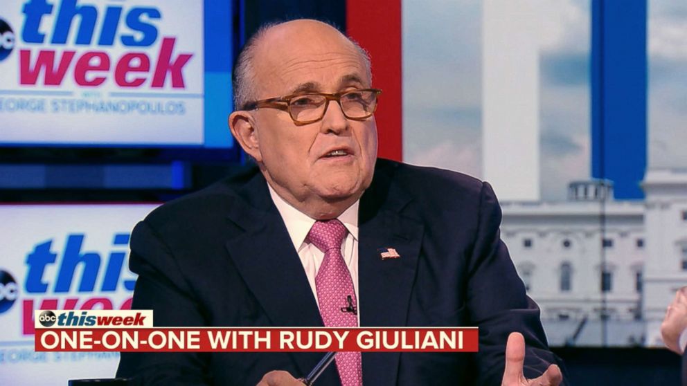 PHOTO: Rudy Giuliani speaks with ABC News Chief Anchor George Stephanopoulos on "This Week," July 8, 2018.