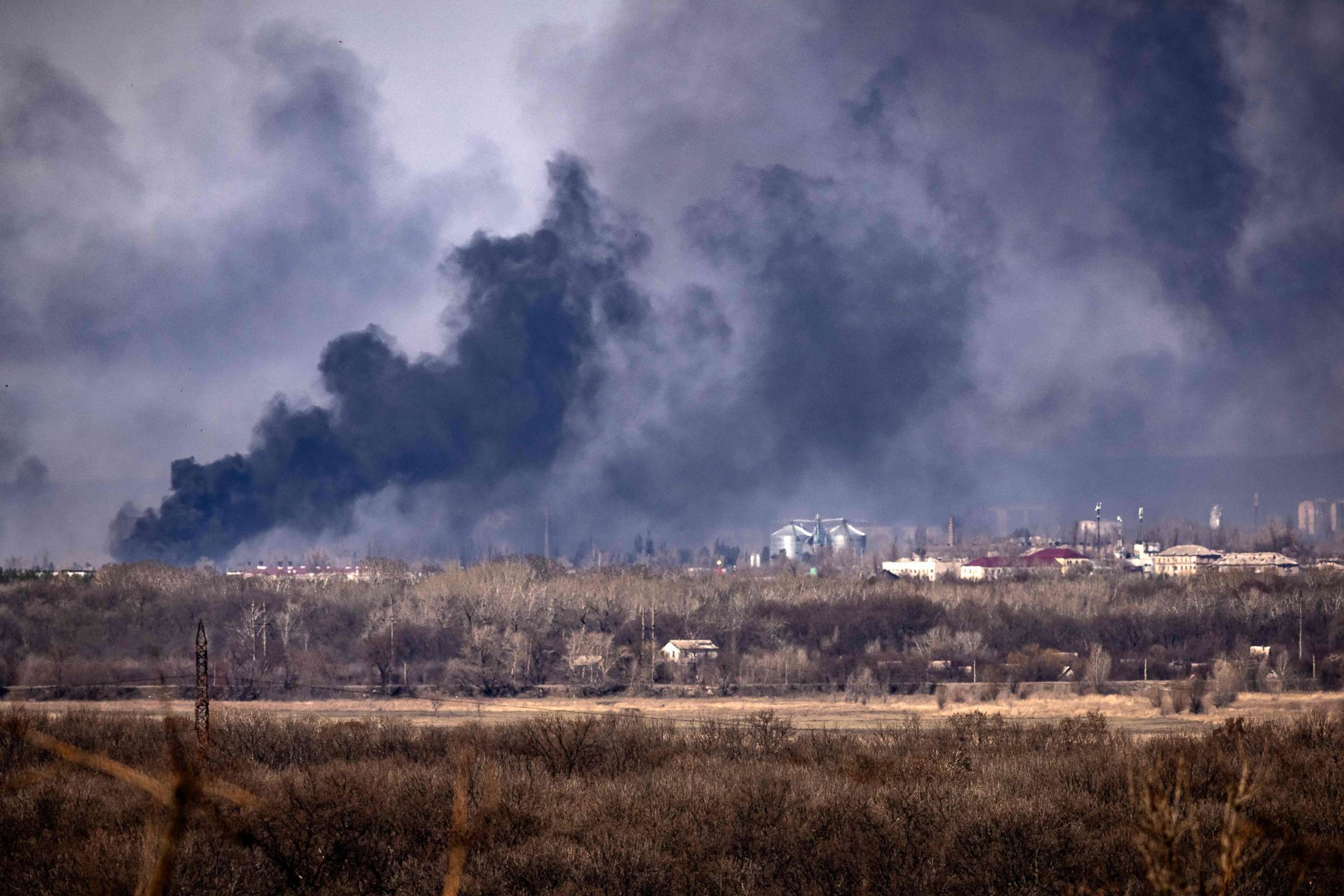 PHOTO: Smoke rises over the town of Rubizhne amid Russia's invassion of the Donbas region of Ukraine,  April 7, 2022.