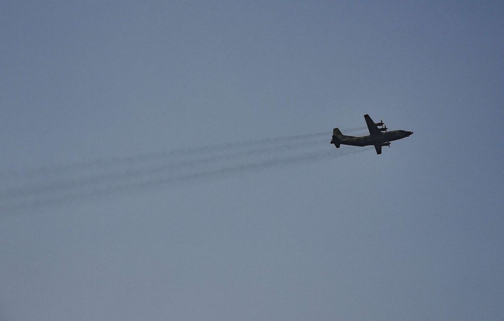 PHOTO: A Russian plane Antonov AN-12, takes off from Simon Bolivar International Airport in La Guaira, Vargas state, Venezuela on March 28, 2019.