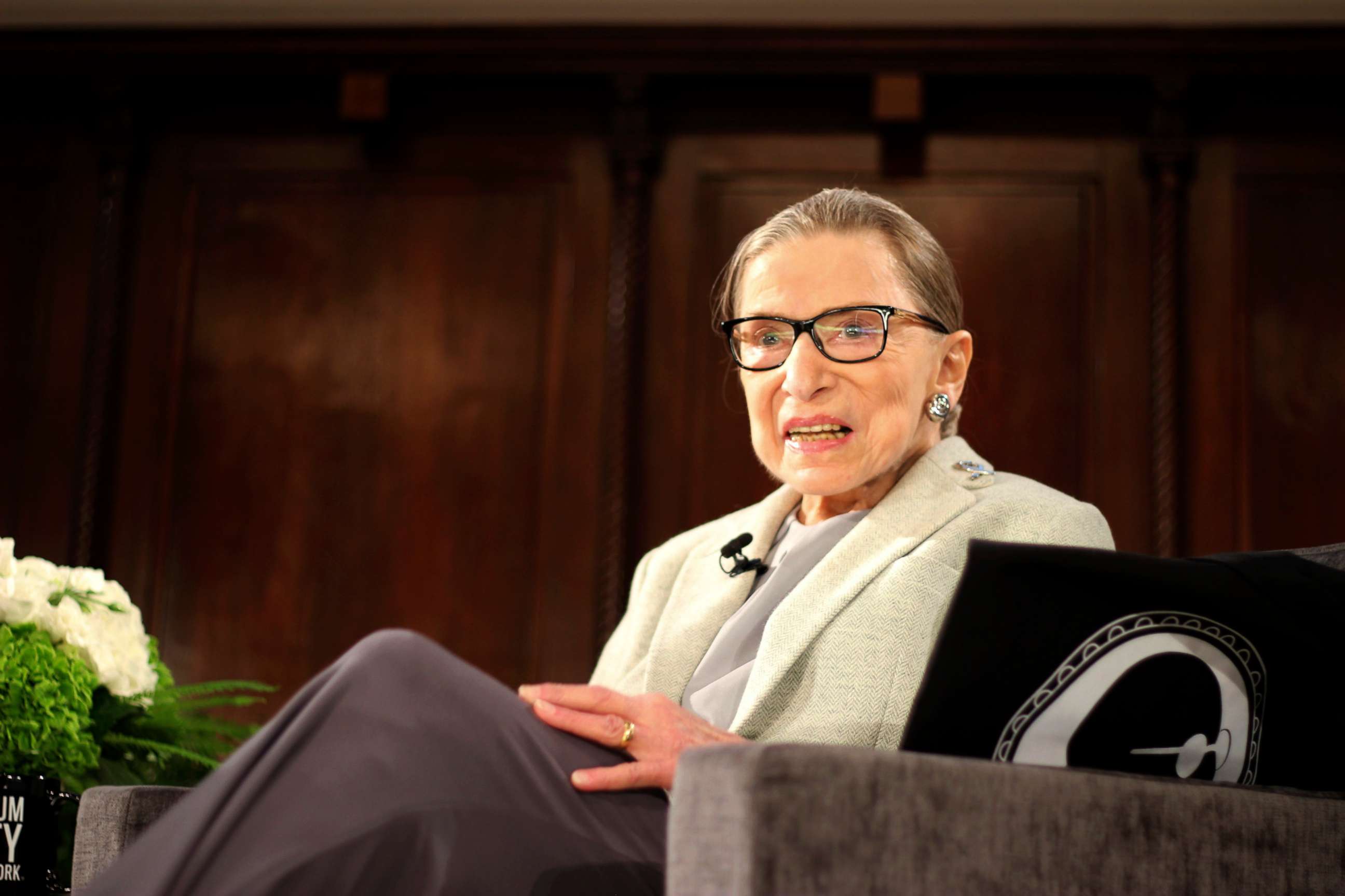 PHOTO: Supreme Court Justice Ruth Bader Ginsburg sits onstage as a speaker of the David Berg Distinguished Speakers Series held at the New York Academy of Medicine, Dec. 15, 2018, in New York.