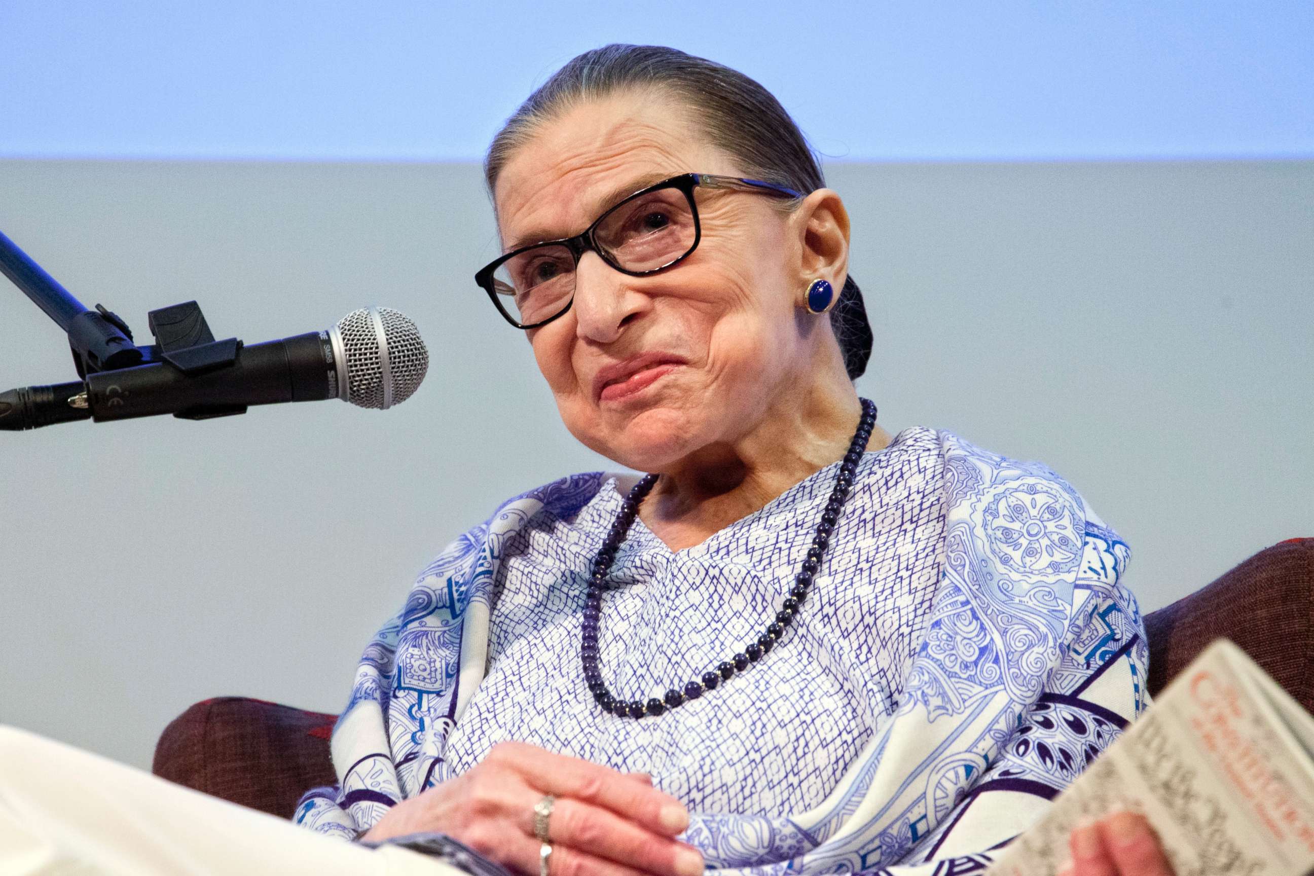 PHOTO: Supreme Court Justice Ruth Bader Ginsburg speaks after the screening of "RBG," the documentary about her, in Jerusalem, July 5, 2018.