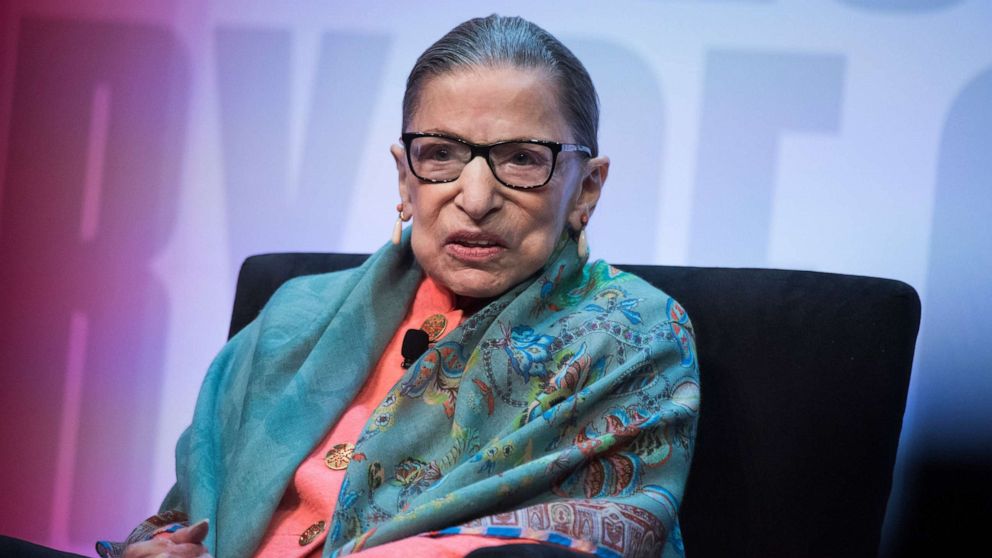 PHOTO: Supreme Court Justice Ruth Bader Ginsburg and former President Bill Clinton, in a rare joint appearance on Tuesday, traded reminiscences of their first conversation.