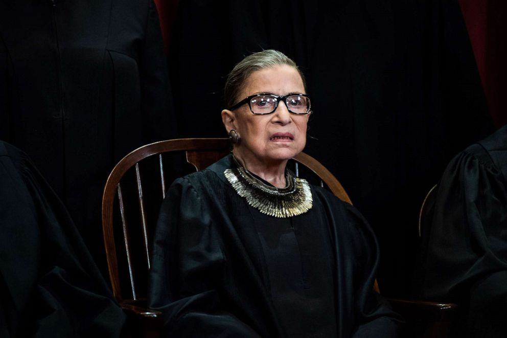 PHOTO: Associate Justice Ruth Bader Ginsburg during an official group photo at the Supreme Court on Nov. 30, 2018 in Washington.