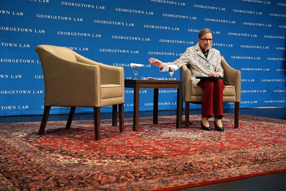 PHOTO: U.S. Supreme Court Justice Ruth Bader Ginsburg participates in a lecture on Sept.26, 2018, at Georgetown University Law Center in Washington, D.C.