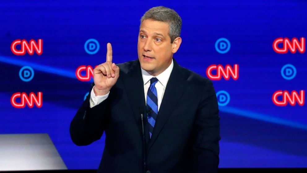 PHOTO: Rep. Tim Ryan, D-Ohio, speaks during the first of two Democratic presidential primary debates, July 30, 2019, in Detroit. 