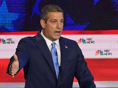 PHOTO: Tim Ryan and Julian Castro participate in the first Democratic primary debate hosted by NBC News at the Adrienne Arsht Center for the Performing Arts in Miami, Florida, June 26, 2019.