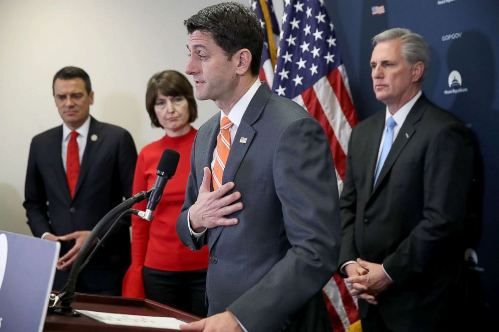 PHOTO: Speaker of the House Paul Ryan (R-WI) answers questions during a press conference at the Capitol, Feb. 27, 2018. 